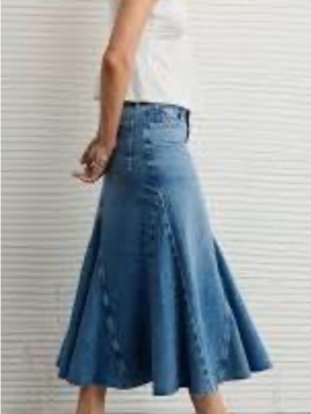 Liverpool Classic Blue Denim A-Line Midi Skirt 4/27